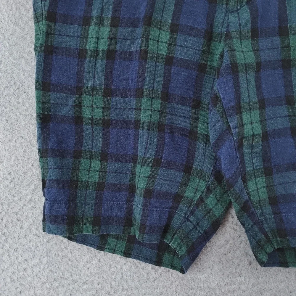 Polo Ralph Lauren Shorts Mens 30 Blue Green Plaid Linen Slim Fit Chino Casual
